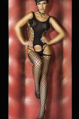 BS114-1 Bodystocking model tip portjartier din plasa cu decupaje foto