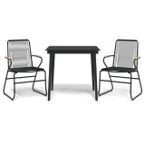 Cumpara ieftin Set cu masa pentru gradina, 3 piese, PVC negru, ratan