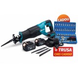 Fierastrau sabie Campion pe acumulator 48V, 2 acumulatori Li-Ion, 4 lame incluse, sistem quick release, valiza transport + Cadou trusa chei 46 piese