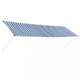 VidaXL Copertină retractabilă, albastru și alb, 400 x 150 cm