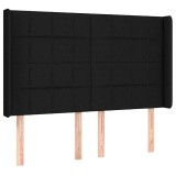 Cumpara ieftin Tablie de pat cu aripioare, negru, 147x16x118/128 cm, textil