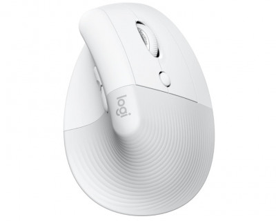 Mouse wireless vertical Logitech Lift, silentios, 4 butoane, offwhite - RESIGILAT foto