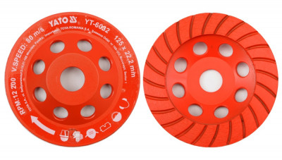 YT-6032 YATO Disc cupa diamantat pentru slefuit 125 x 22 mm foto