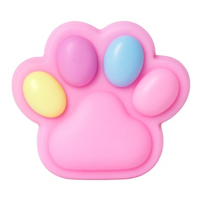 Jucarie antistres squishy, flippy, cu revenire lenta, labuta de pisica pufoasa, 8.5 x 7.5 cm, ambalaj transparent, roz multicolor foto