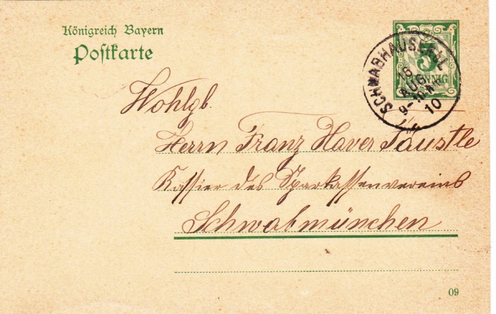 AMS - &Icirc;NTREG POȘTAL, GERMANIA 1910 BAYERN, CIRCULAT