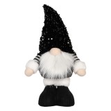Cumpara ieftin Figurina Elf textil alb negru cu led 10x15x38 cm