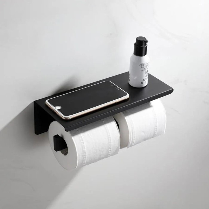Suport Dublu Hartie Igienica cu Suport Telefon/Parfum Negru GJ603 ModernLight Concept