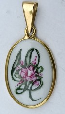 Pandantiv din aur de 18 k pictat manual &icirc;n Italia , vintage