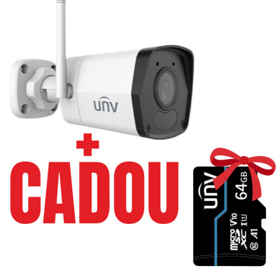 Camera UNV WiFi IP 2MP Smart IR 30M lentila 2.8mm IP67 slot card Microfon integrat + CADOU card memorie 64GB SafetyGuard Surveillance foto