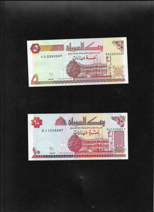 Rar! Set Sudan 5 + 10 dinari dinars unc