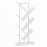 HOMCOM Bibliotecă &icirc;n formă de copac, 7 niveluri, mobilier de depozitare industrial cu cadru din oțel, 50x24x109cm, alb | Aosom Romania