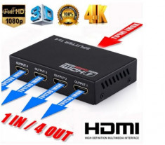 Splitter 1x4 Iesire HDMI Amplificate Compatible HDCP UHD 4K 3D foto