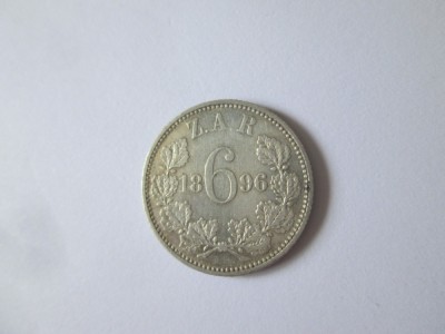 Rara! Africa de Sud-ZAR 6 Pence 1896 argint in stare foarte buna foto