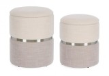 Cumpara ieftin Set 2 tabureti textil alb gri Radinka 31.5x38 cm, 36x44 cm