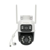 Camera supraveghere smart P2P WiFi 6MP 2560x1920 IP66 exterior, dubla lentila, PTZ rotativa 355 /90, Night Vision, audio bidirectional, ICSee