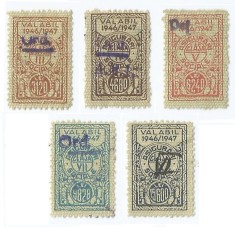 *Romania, lot 1087 cu 5 timbre fiscale de asigurari, 1946-1947, oblit. foto