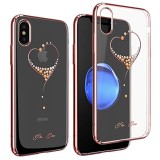 Husa Kingxbar pentru Apple iPhone X design Cristale Swarovski - Rose-Gold, Plastic, Carcasa