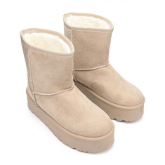 Cizme de dama, tip Ugg, piele intoarsa, imblanite, PS179, Bej 40 EU foto