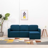 VidaXL Canapea extensibilă modulară cu 3 locuri, albastru, textil