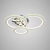 Lustra LED cu telecomanda si cristal NOVA ROTONDA RGB, 103W, 3 Cercuri, lumina Rece/Calda/Neutra, Dimabila, Crom Lucios