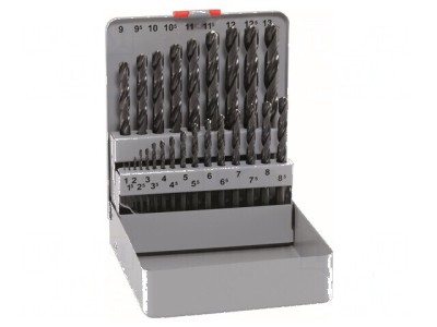 Set de burghie HSS pentru metal - cutie metalică 25 buc. foto