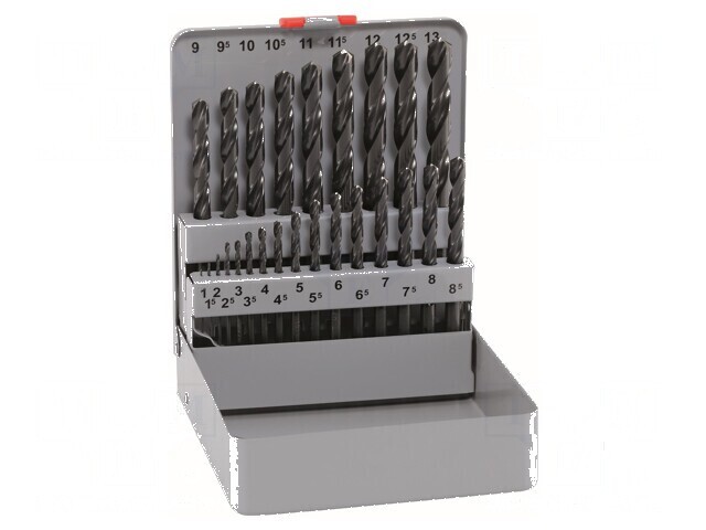 Set de burghie HSS pentru metal - cutie metalică 25 buc.