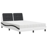 Cumpara ieftin Cadru de pat fara saltea, Zadar, alb si negru, 140x190 cm, piele ecologica