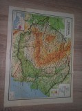 ROMANIA MARE,HARTA FIZICA... SI POLITICA, CCA 1930 * FORMAT 48 * 35 CM