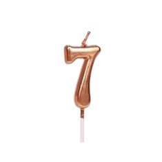 Lumanare de Tort, Cyrax, Model Cifra 7, Party, 4.5 x 2.5 cm, din Parafina, Rose Gold foto