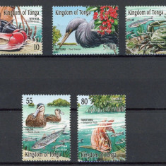 TONGA--Fauna marina-Serie de 5 timbre nestampilate MNH