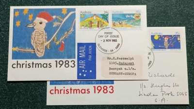Australia 1983 - Craciun, serie pe 2 FDC circulata foto