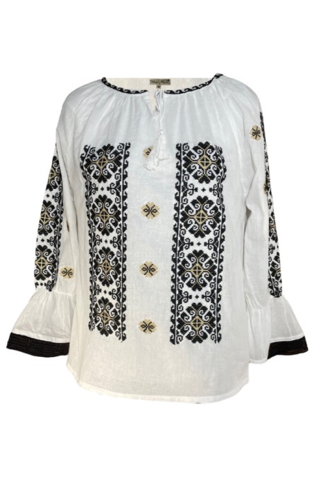 Bluza tip ie dama RIAG, marime S, alb/auriu