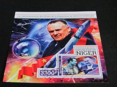 Bloc Filatelic Niger 2021 &amp;ndash; 55 Ani de la Dispariția lui Serghei Korolev, Sputnik 1 &amp;amp; Vostok 1 foto