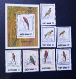 Vietnam 1989 Fauna Papagali Exotici Coliță + Serie 7v Neștampilat (MNH) - A90