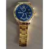Ceas elegant barbatesc, bratara metalica aurie, mecanism quartz, display analog