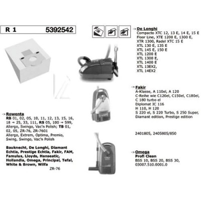 R1 SACI DE HARTIE (X5) 000051-K pentru aspirator Rowenta FILTERCLEAN foto