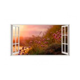 Autocolant decorativ, Fereastra, Arbori si flori, Multicolor, 83 cm, 518ST