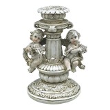 Cumpara ieftin Statueta decorativa, Doi ingeri cu instrumente muzicale si suport de lumanare, 16 cm, 1752H