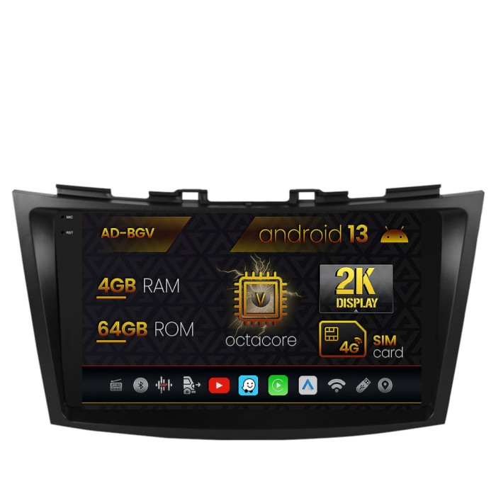 Navigatie Suzuki Swift (2011-2017), Android 13, V-Octacore 4GB RAM + 64GB ROM, 9.5 Inch - AD-BGV9004+AD-BGRKIT304