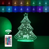 Lampa led decorativa, flippy, 3d, pom de craciun, din material acril si lumina multicolora, alb