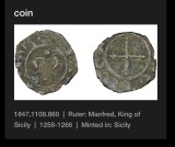 Denar Argint Italia, Manfred (1258-1266), Sicilia - Moneda Medievala