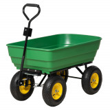 Cărucior de grădină Outsunny 125L din oțel și PP cu cadă rabatabilă și m&acirc;ner de transport, 118x58x102 cm, de culoare verde &icirc;nchis | Aosom Romania