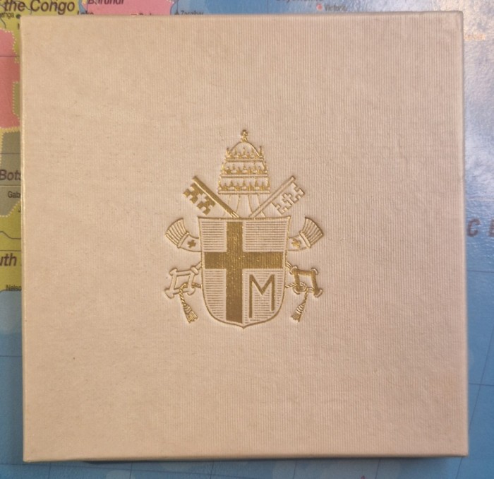 Vatican 500 Lire, Argint, in Folder, 1984 KM#184, John Paul II (Virgin Mary)