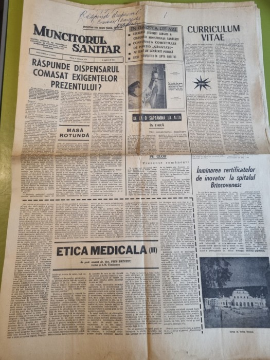 muncitorul sanitar 5 ianuarie 1971-spitalul brancovenesc