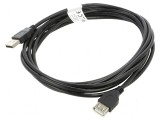 Cablu USB 2.0 A-A 3m negru, mufă aurită