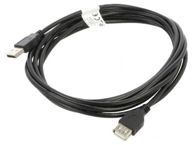 Cablu USB 2.0 A-A 3m negru, mufă aurită foto