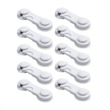 Cumpara ieftin Set 10 sigurante pentru copii, universale, pentru usi, sertare, dulapuri, plastic, 9 cm, alb