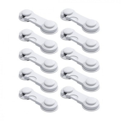 Set 10 sigurante pentru copii, universale, pentru usi, sertare, dulapuri, plastic, 9 cm, alb foto