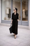 Women's Linen Look Tie-Up Shirt Black Dress