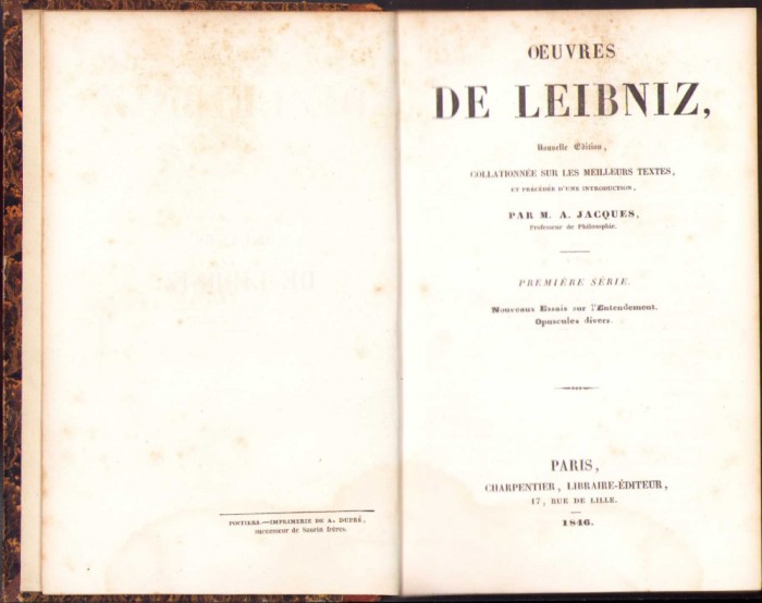 HST 248SP Oeuvres de Leibniz 1846 Paris